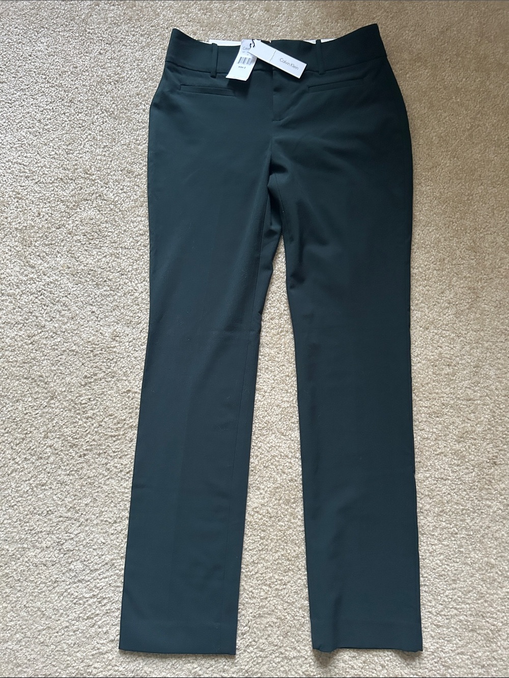 Calvin Klein Dark Green Straight Fit Dress Pants